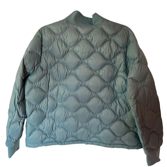 Eddie Bauer Shaw Quilted Puffer Bomber Jacket Dusty Blue SZ PL - Picture 2 of 6